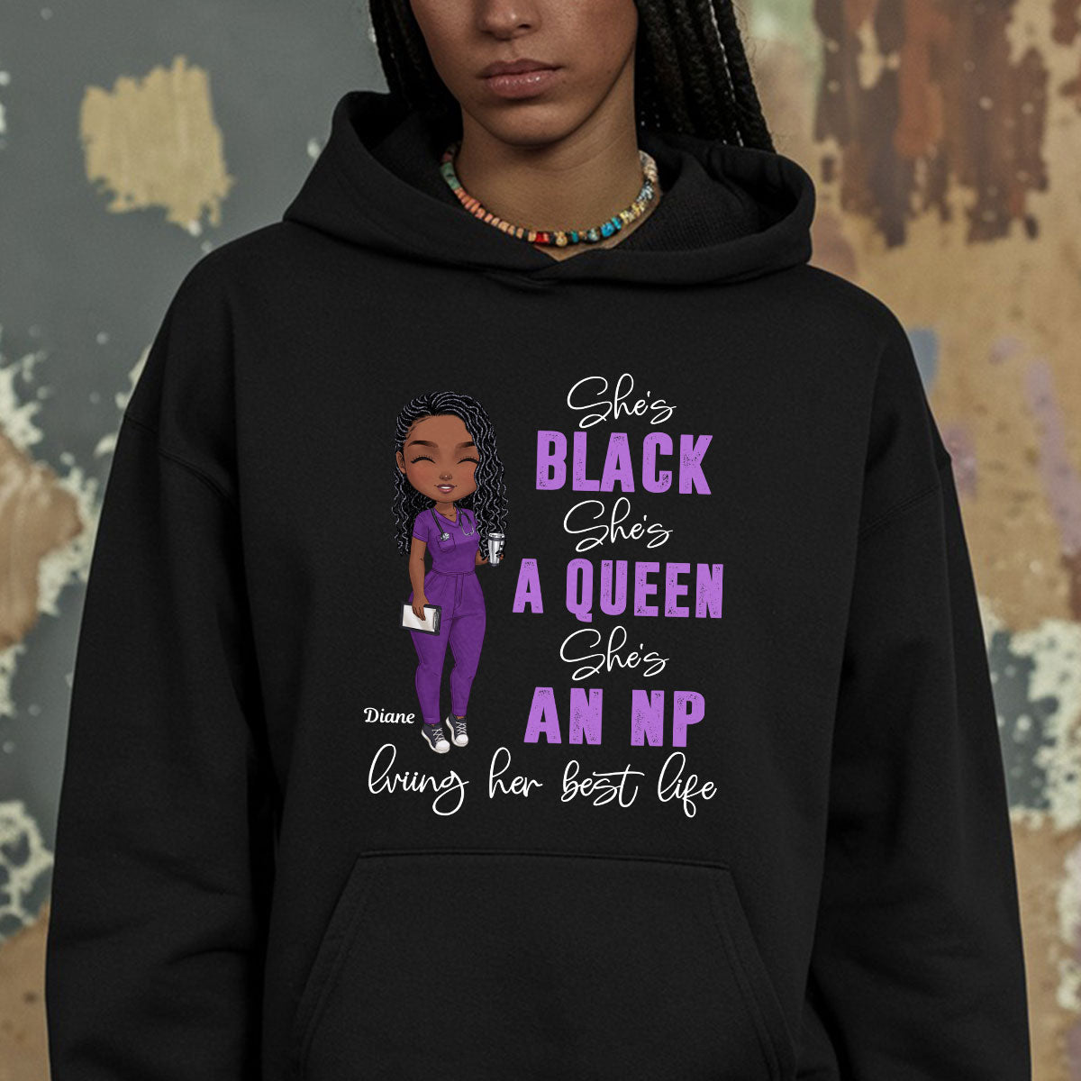 Living Her Best Life (Dark Ver.) - Personalized Custom Nurse T-shirt, Hoodie, Sweatshirt