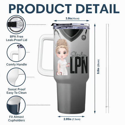 Scrub Awesome Life - Personalized Nurse 40oz Tumbler With Handle