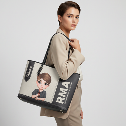 Nurse Angel Spirit - Personalized Custom Nurse Leather Tote Bag