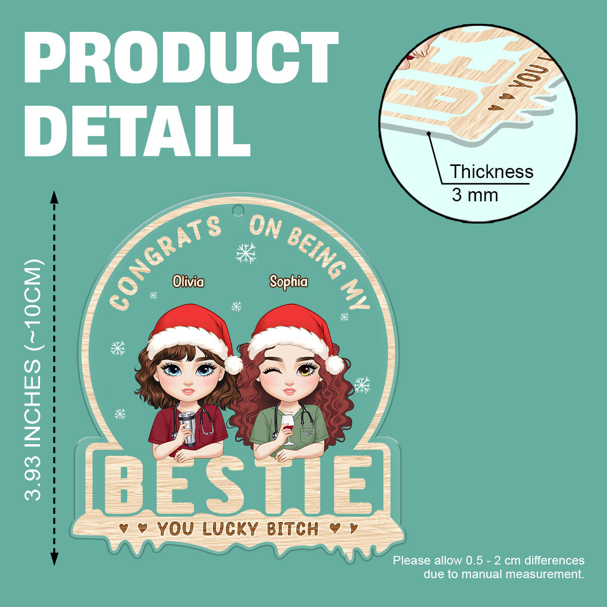 Bestie Nurse - Personalized Nurse Acrylic Ornament
