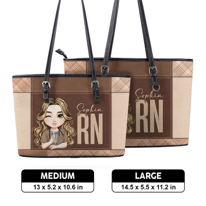 Nurse Crazy Life - Personalized Custom Nurse Leather Tote Bag