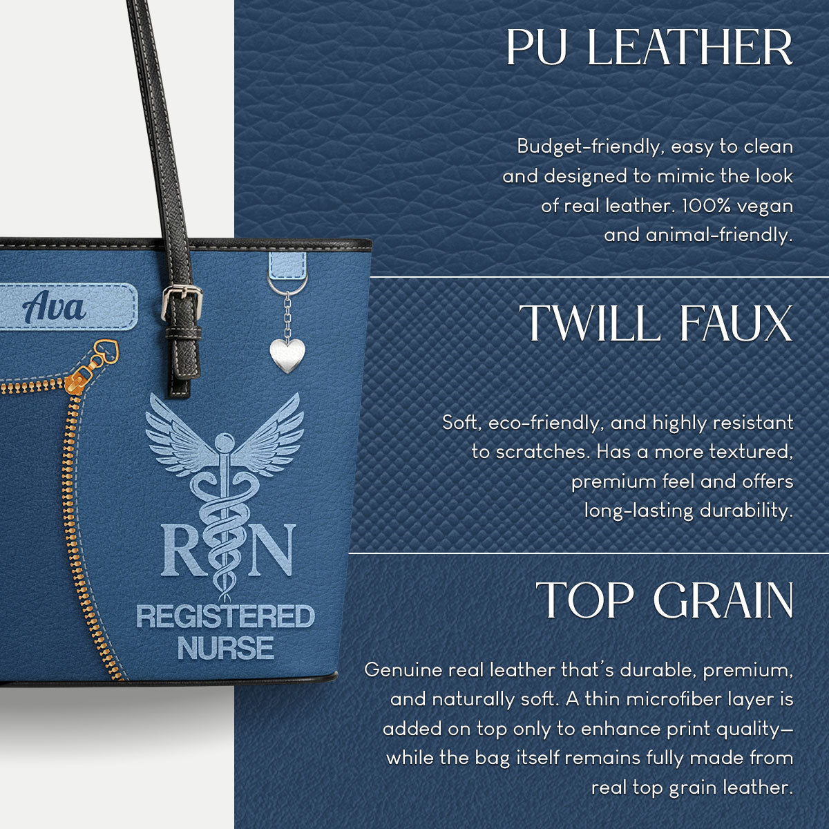 Watercolor Nurse - Personalized Custom Nurse Leather Tote Bag