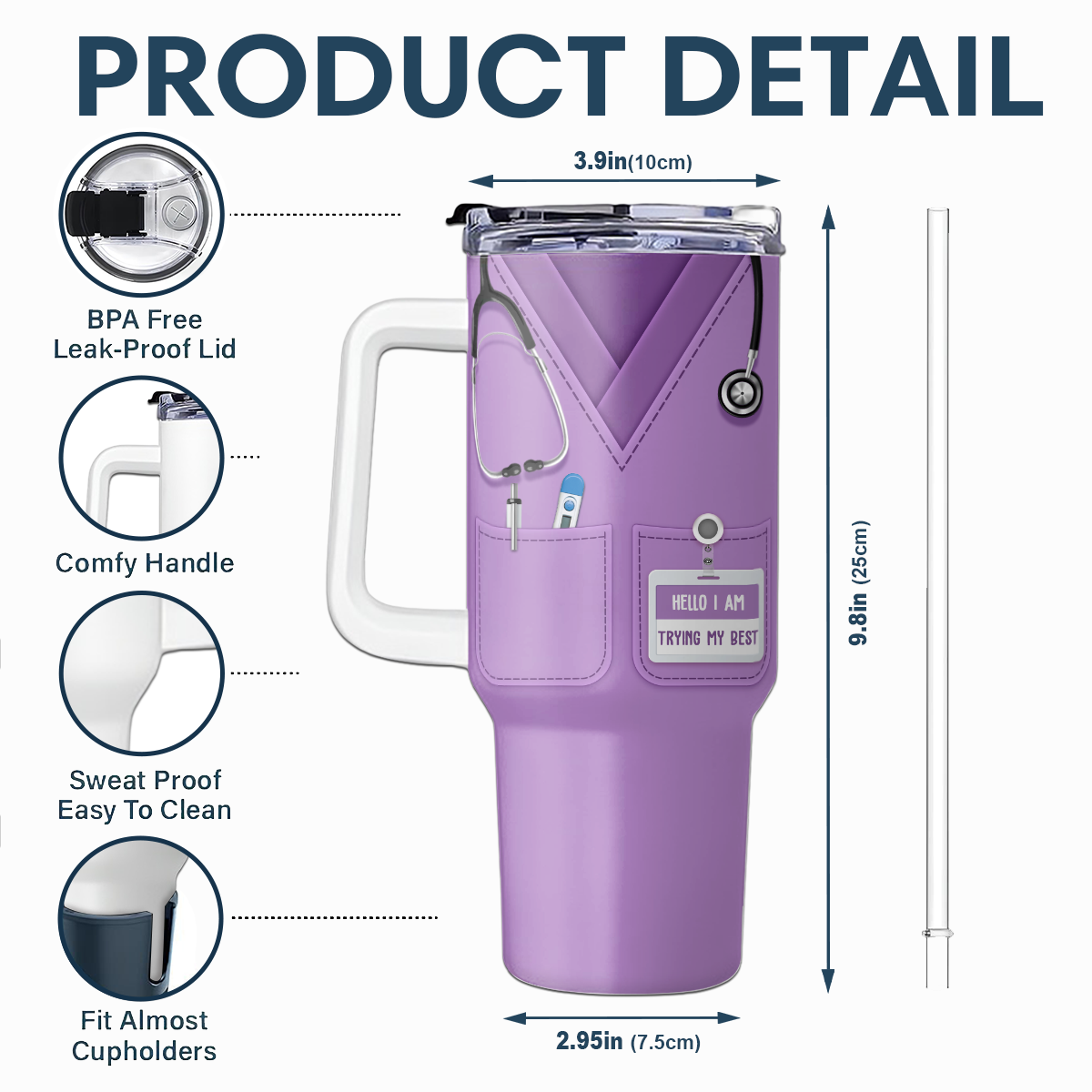 Living Scrub Life - Personalized Nurse 40oz Tumbler With Handle