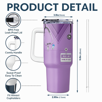 Living Scrub Life - Personalized Nurse 40oz Tumbler With Handle