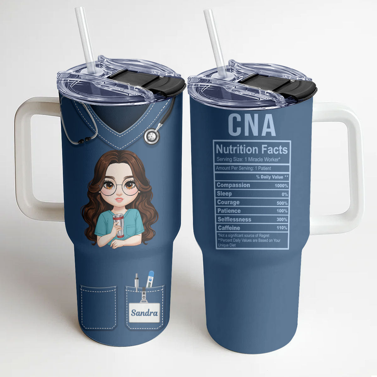 Nurse Scrubs - Personalized Nurse 40oz Tumbler With Handle
