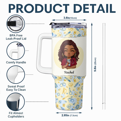 Livin' Scrub Life - Personalized Nurse 40oz Tumbler With Handle