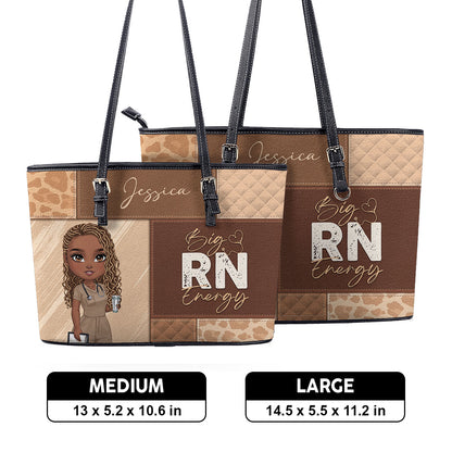 Nurse Energy - Personalized Custom Nurse Leather Tote Bag