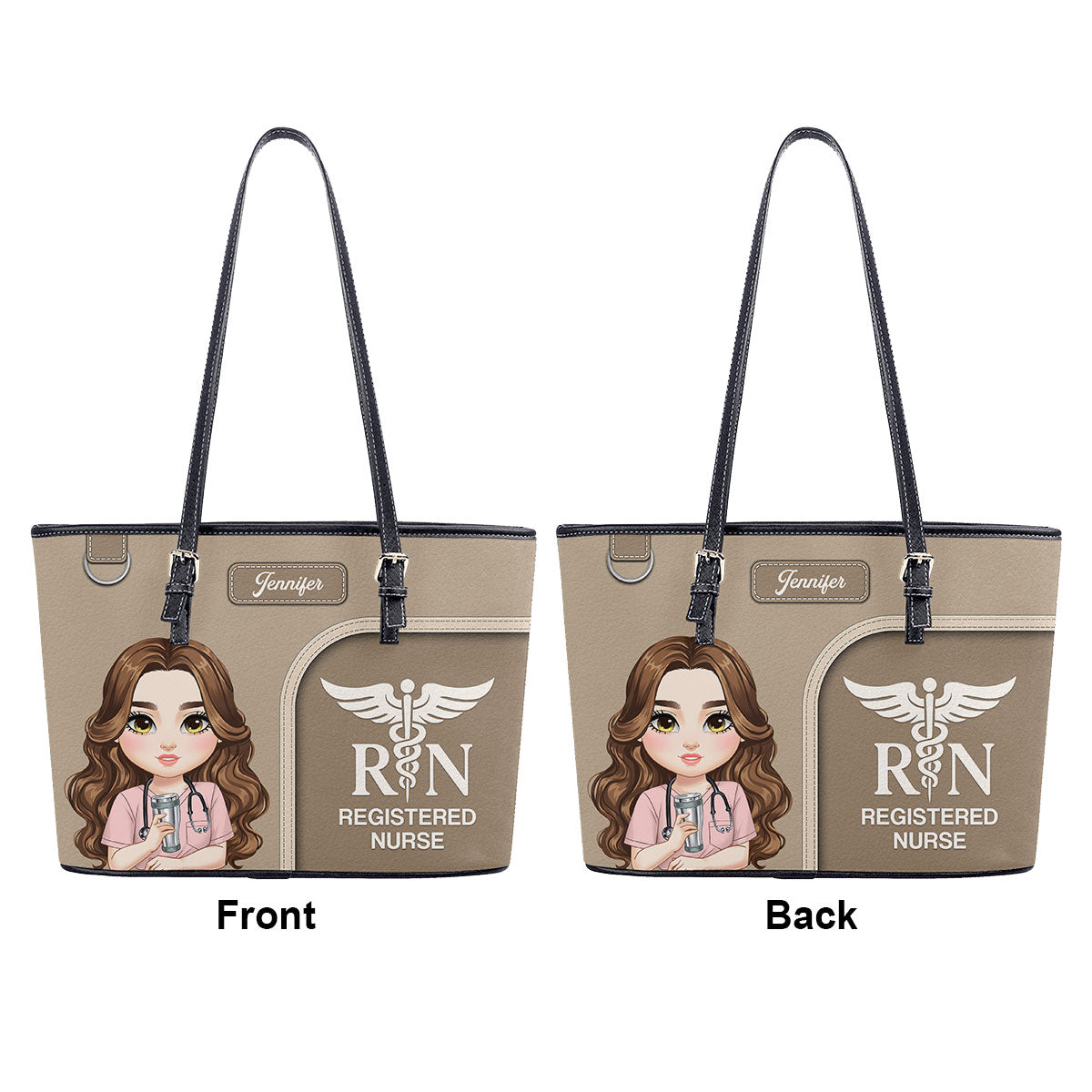 Clean Nurse Style - Personalized Custom Nurse Leather Tote Bag