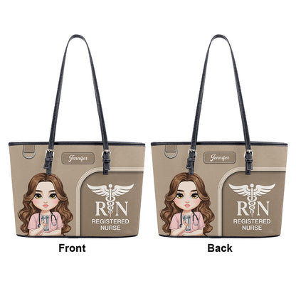 Clean Nurse Style - Personalized Custom Nurse Leather Tote Bag