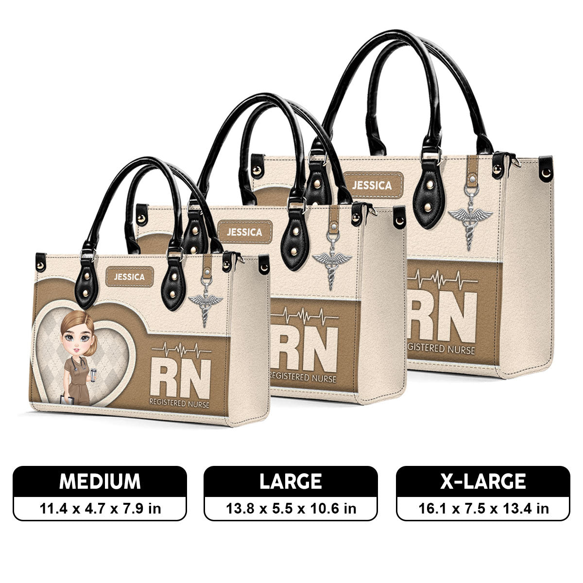 Nurse Basic Style - Personalized Custom Leather Handbag