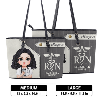 The Basic Style - Personalized Custom Nurse Leather Tote Bag
