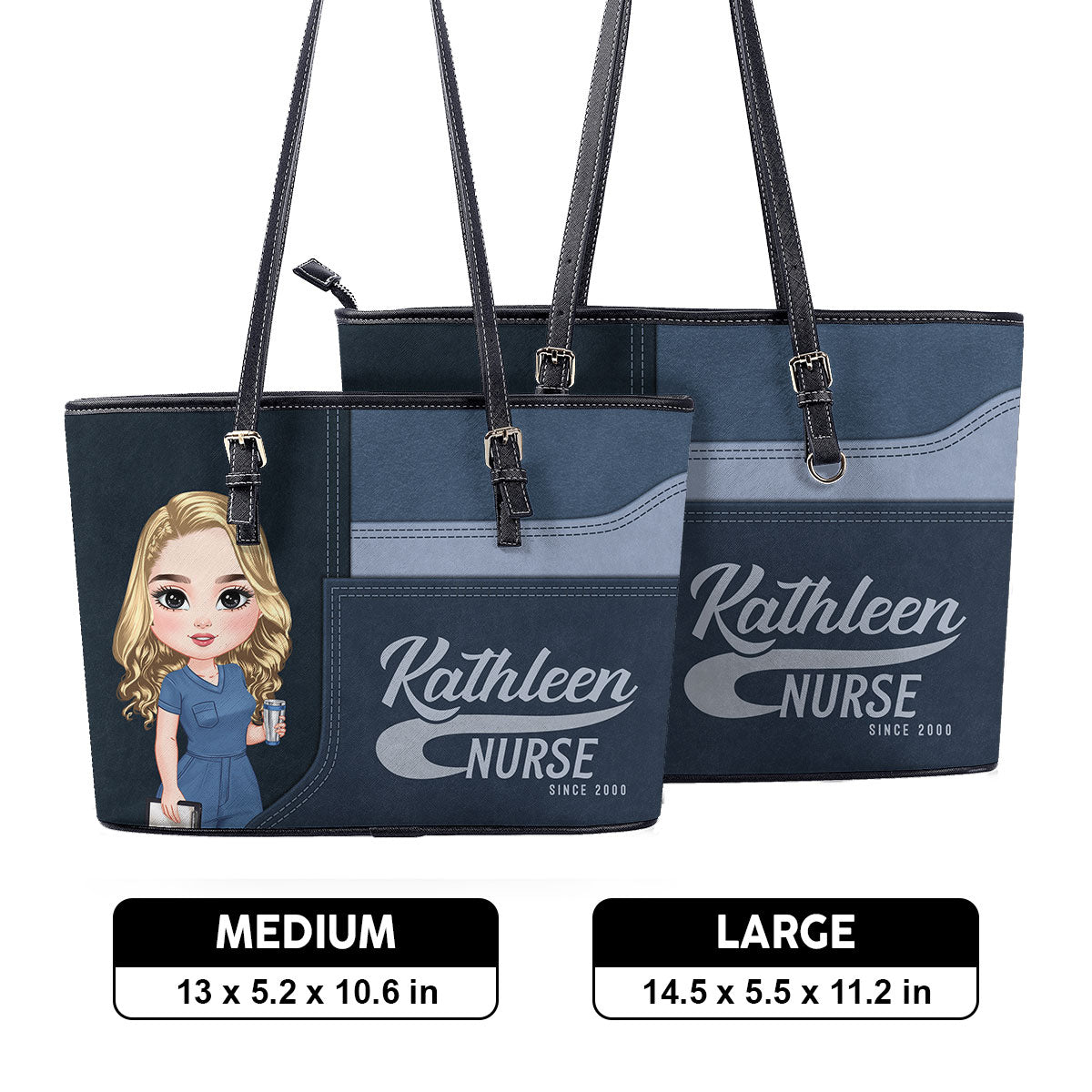 The Iconic Nurse - Personalized Custom Nurse Leather Tote Bag