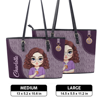 Monogram Classic Style - Personalized Custom Nurse Leather Tote Bag