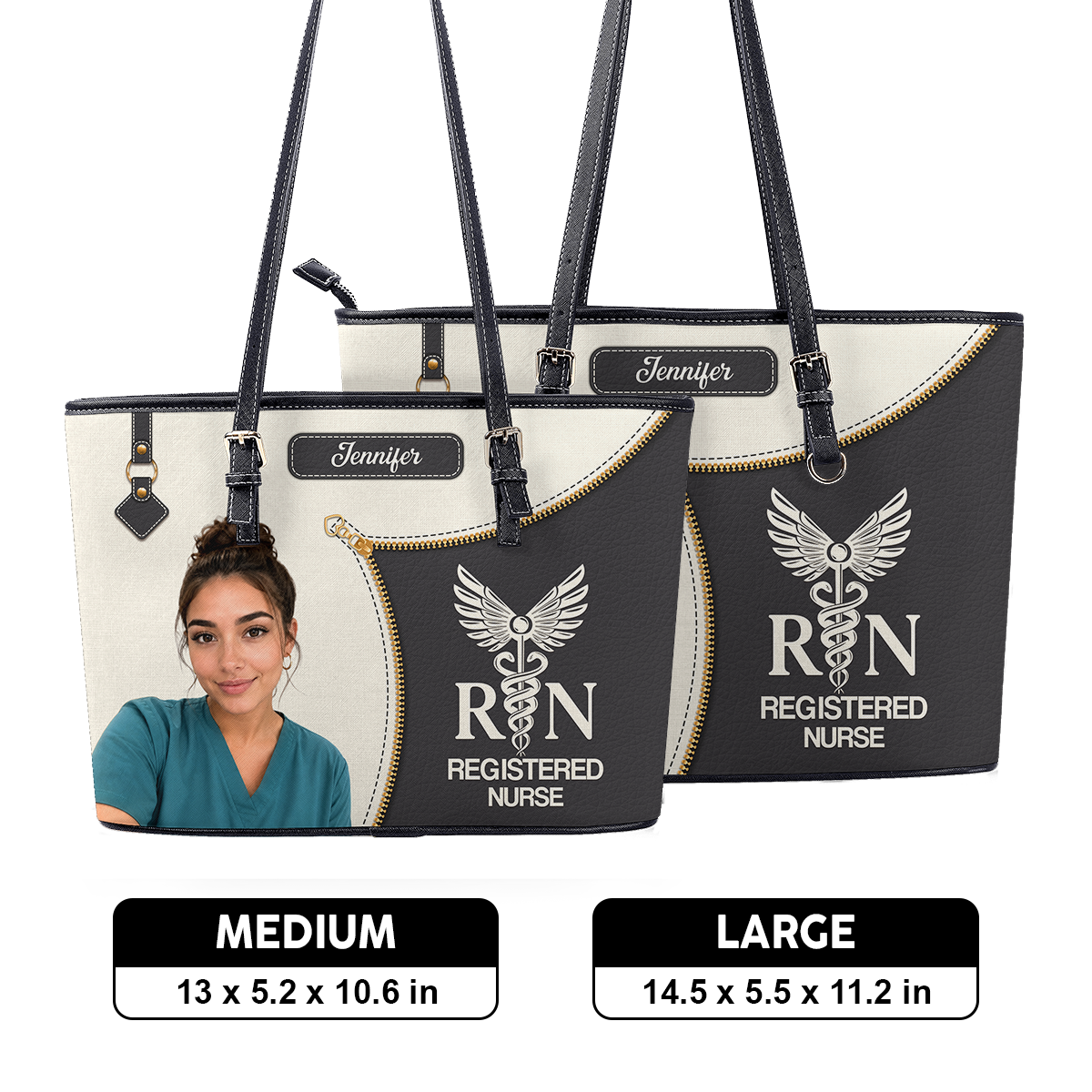 Elevated Nurse Life Photo - Personalized Custom Nurse Leather Tote Bag