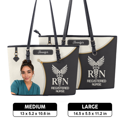 Elevated Nurse Life Photo - Personalized Custom Nurse Leather Tote Bag