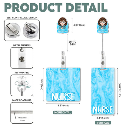 Marble Style Nurse - Personalized Nurse Badge Reel & Buddy Set