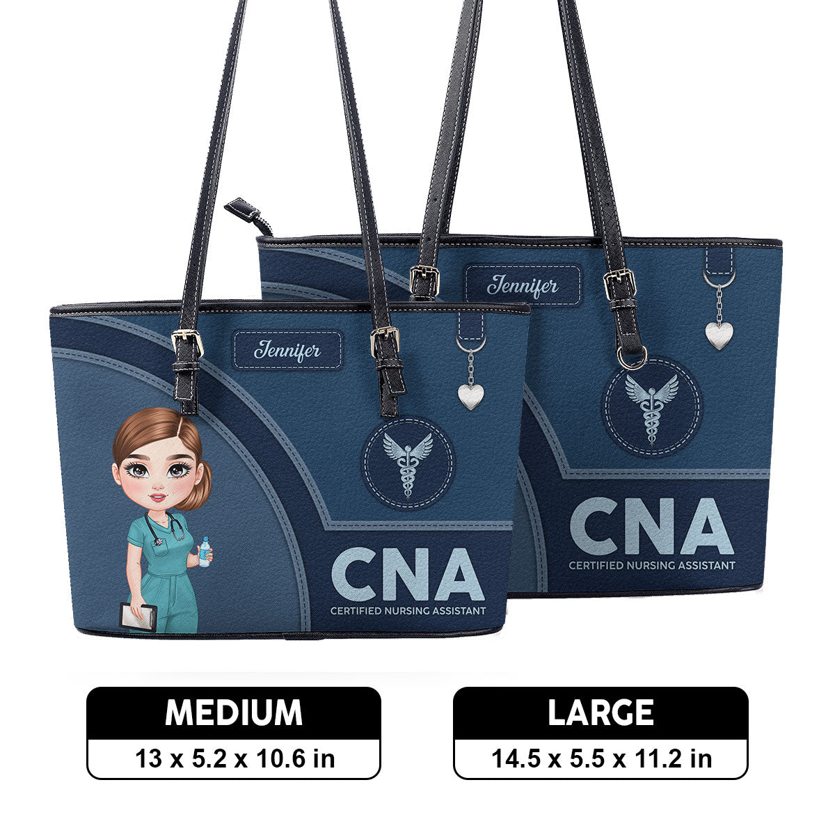 Gentle Nursing Professionals - Personalized Custom Nurse Leather Tote Bag