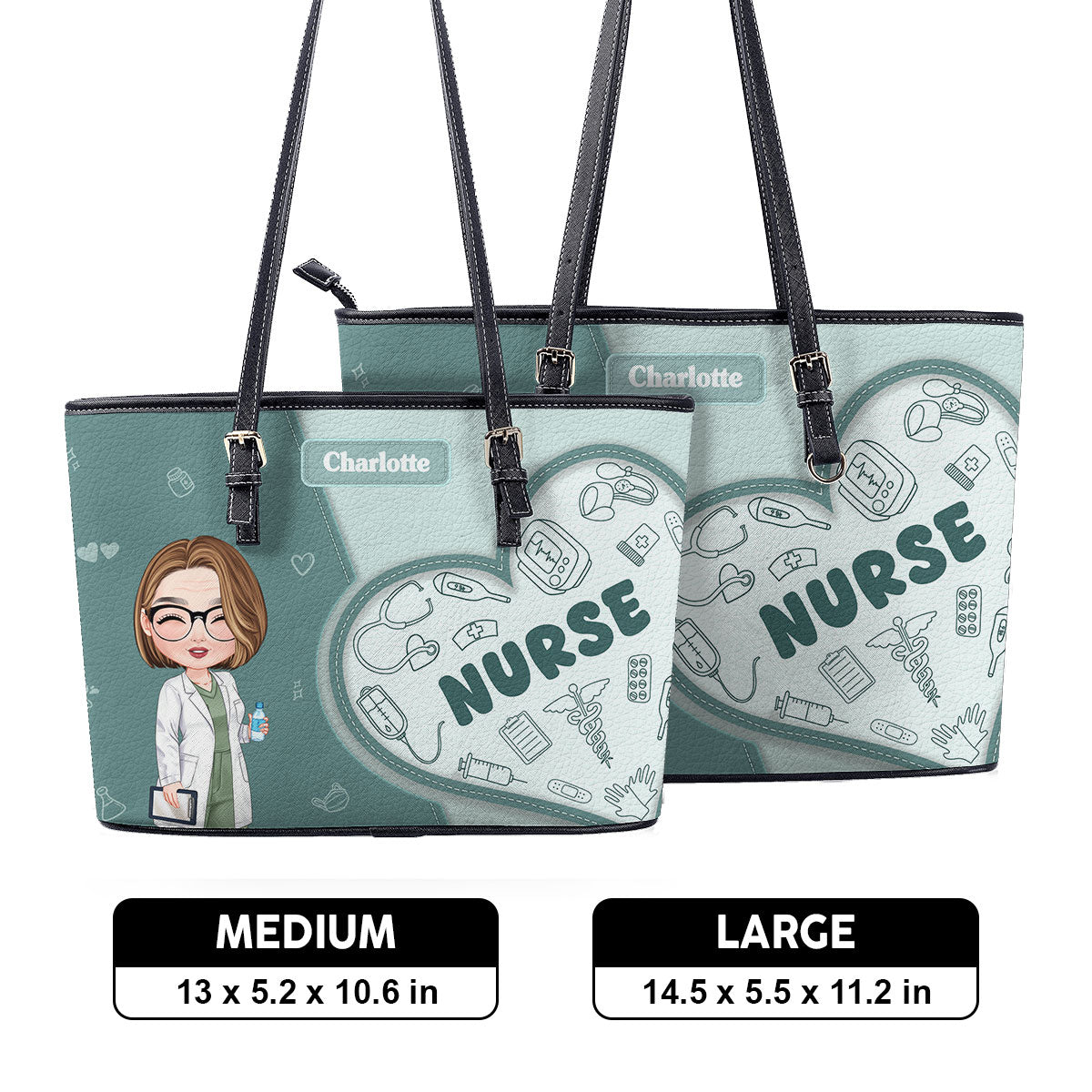 Stylish Nurse - Personalized Custom Nurse Leather Tote Bag