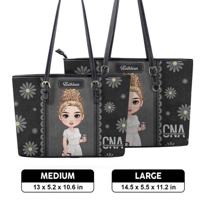 Daisy Nurse - Personalized Custom Nurse Leather Tote Bag