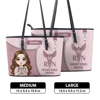 Lovely Nurse Style - Personalized Custom Nurse Leather Tote Bag