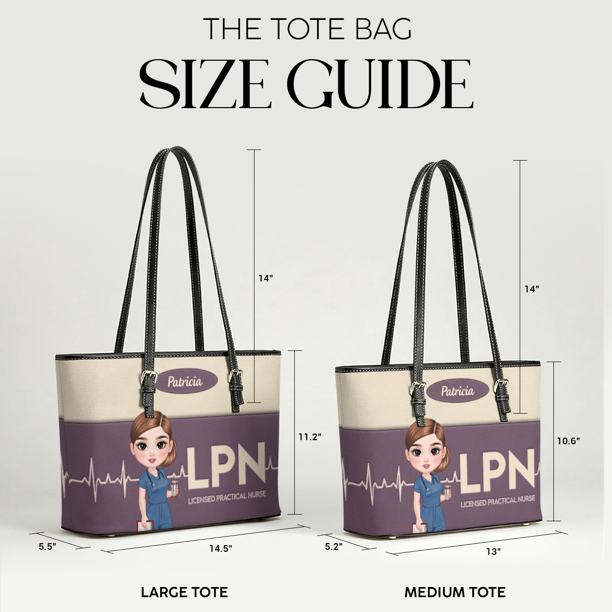 Nurse Minimal - Personalized Custom Nurse Leather Tote Bag