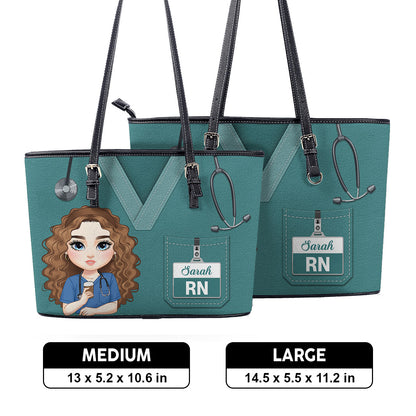 Nurse Perfect Scrub - Personalized Custom Nurse Leather Tote Bag