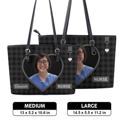 Daily Nurse Style Photo - Personalized Custom Nurse Leather Tote Bag