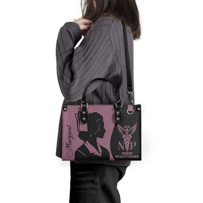 Silhouette Nurse - Personalized Custom Leather Handbag