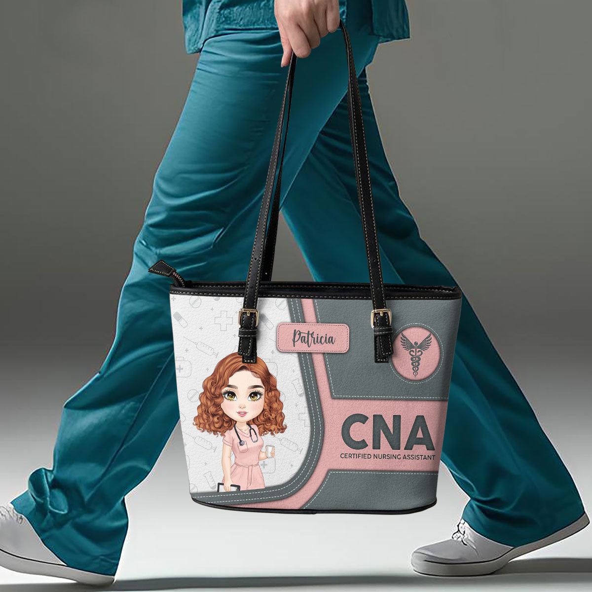 Pretty Nurse - Personalized Custom Nurse Leather Tote Bag