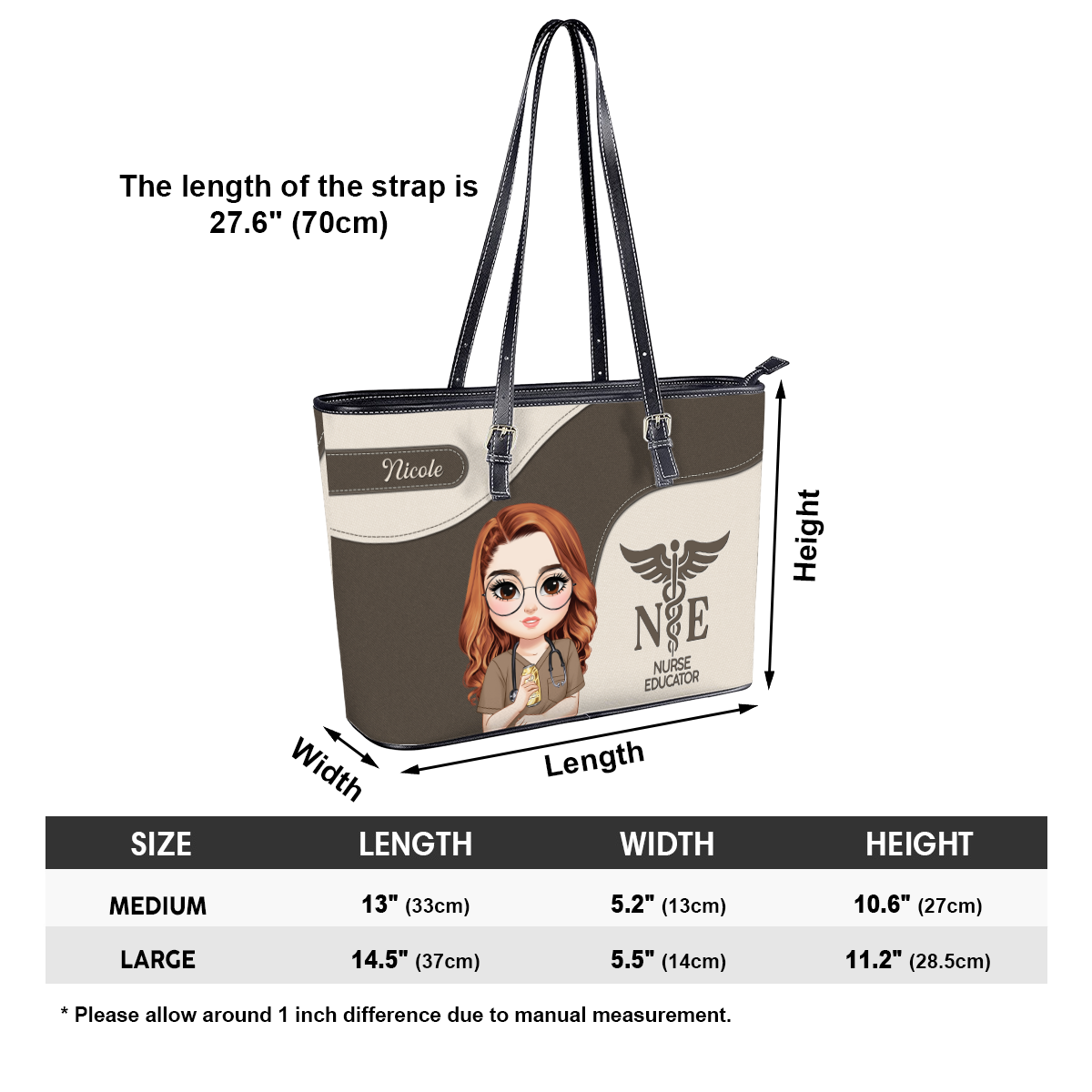Passionate Nurse - Personalized Custom Nurse Leather Tote Bag
