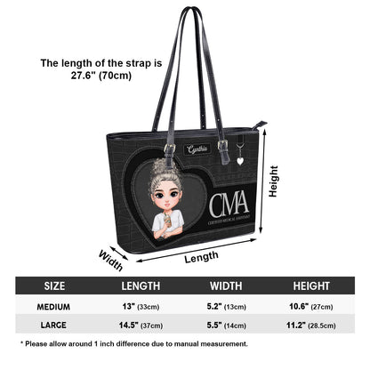 Dedicated Nurse Life - Personalized Custom Nurse Leather Tote Bag