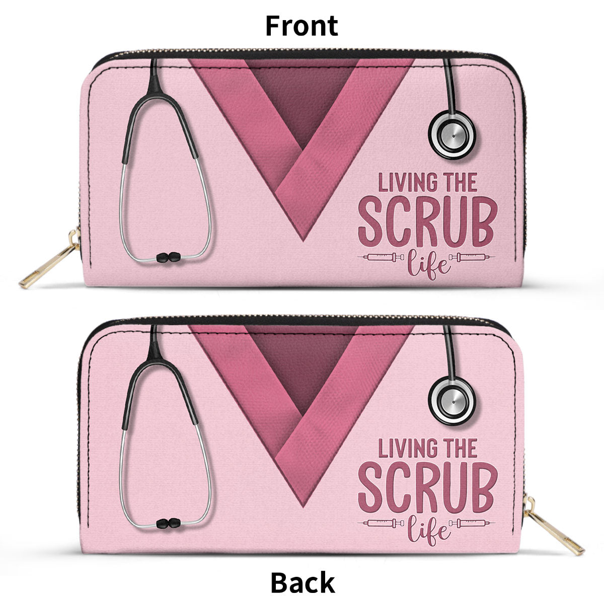 Scrub Love - Personalized Nurse Leather Clutch Purse