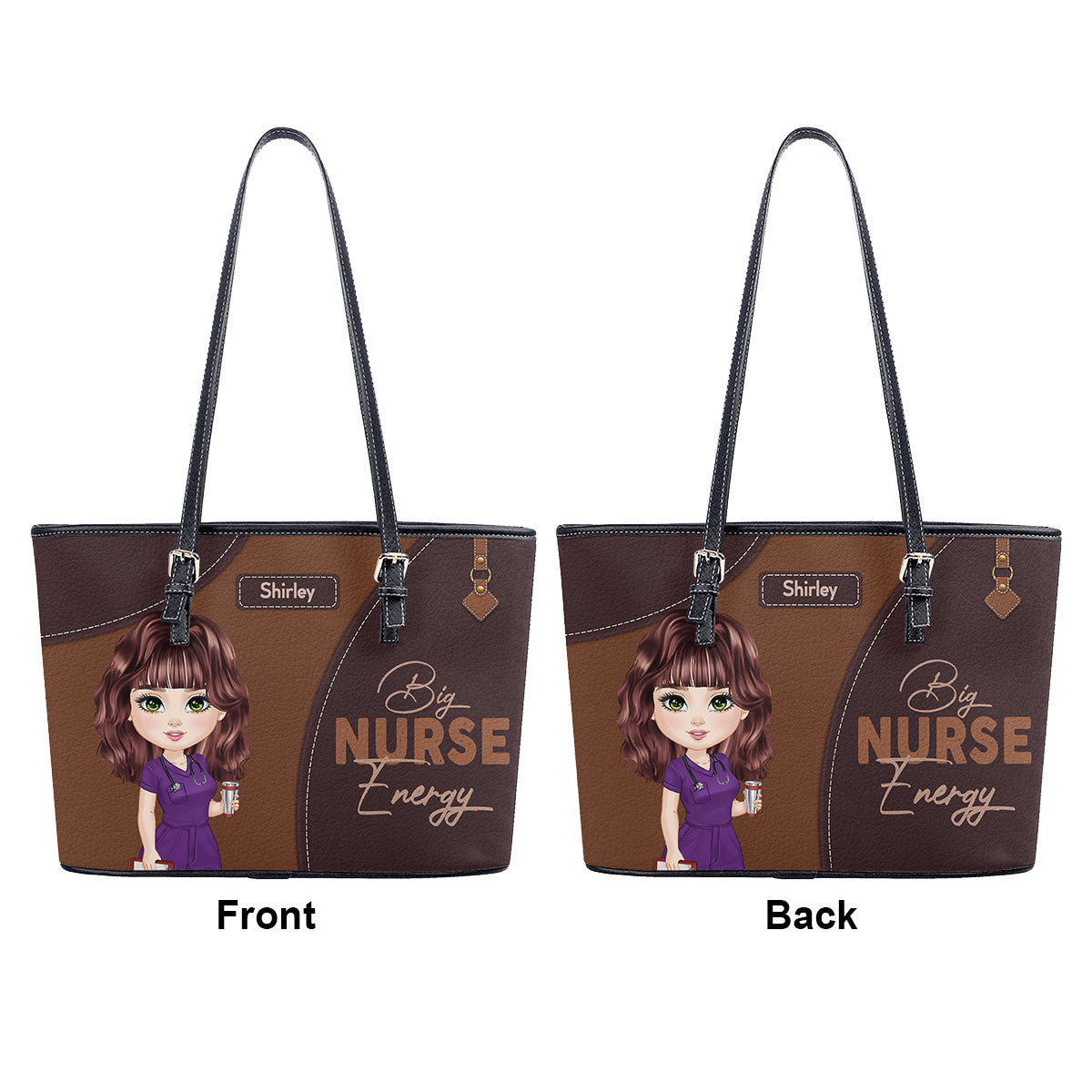 This Nurse Energy - Personalized Custom Nurse Leather Tote Bag