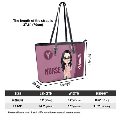 Timeless Style Nurse - Personalized Custom Nurse Leather Tote Bag