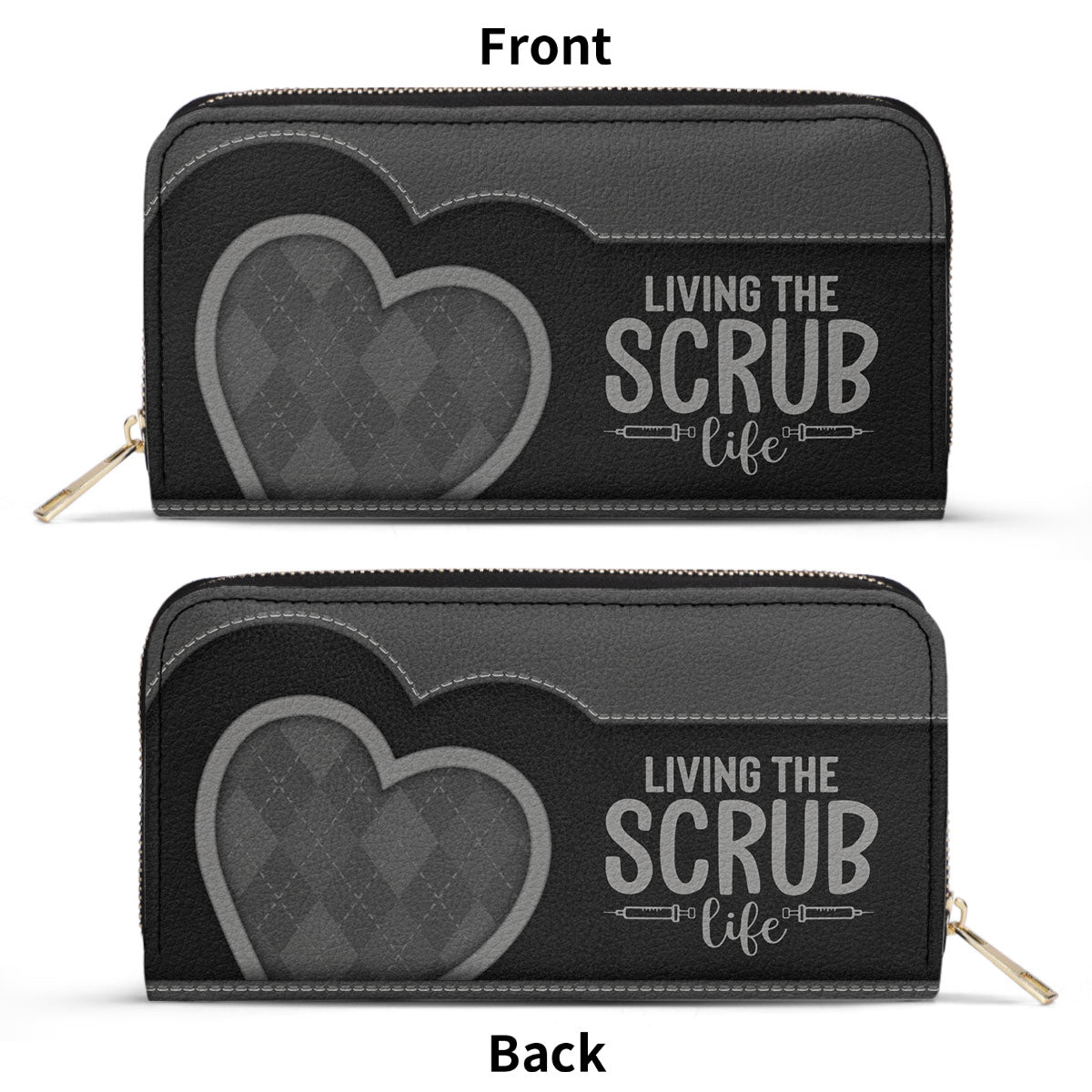 Scrub Heart - Personalized Nurse Leather Long Wallet