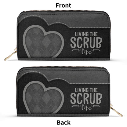 Scrub Heart - Personalized Nurse Leather Long Wallet