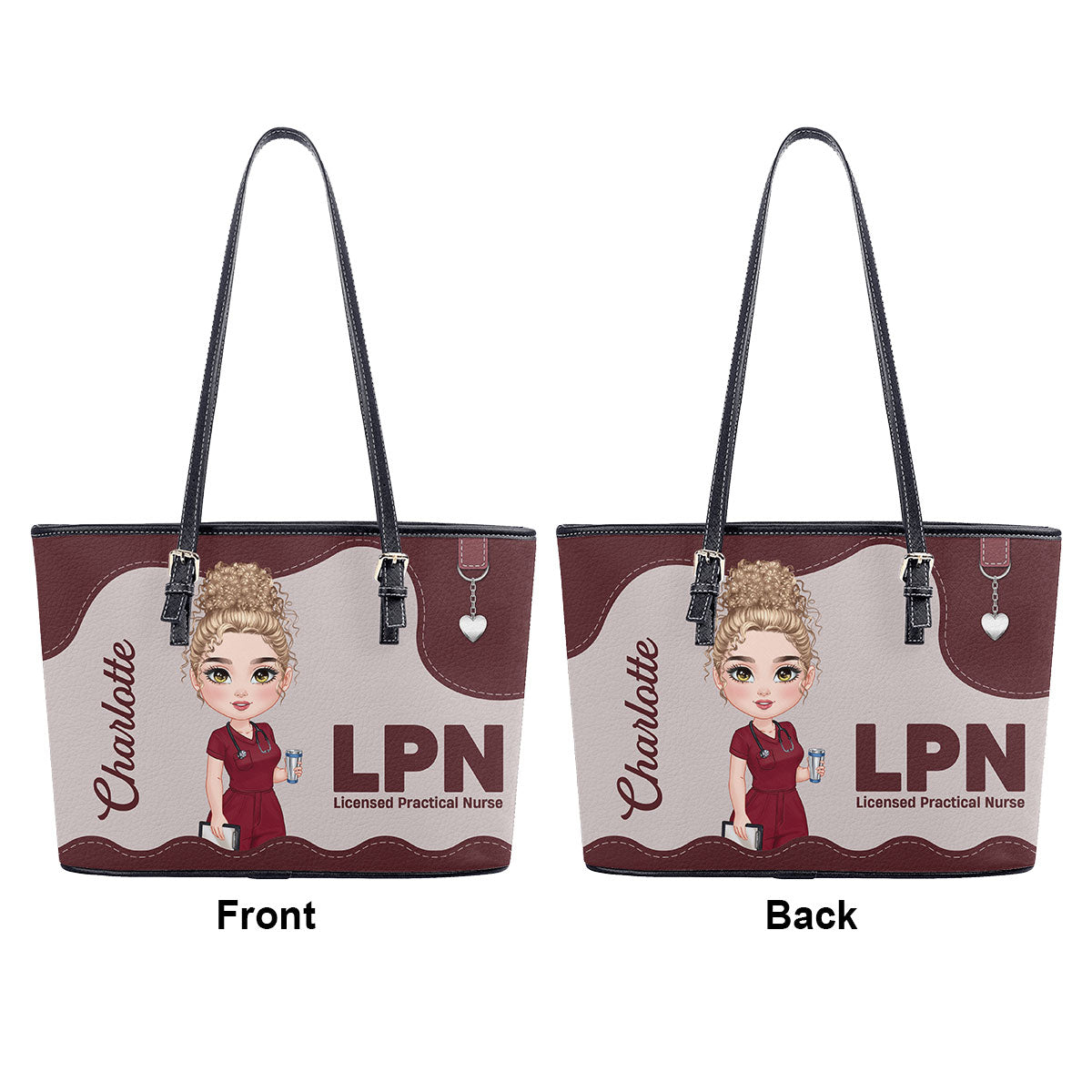 Nurse Lovely Day - Personalized Custom Nurse Leather Tote Bag