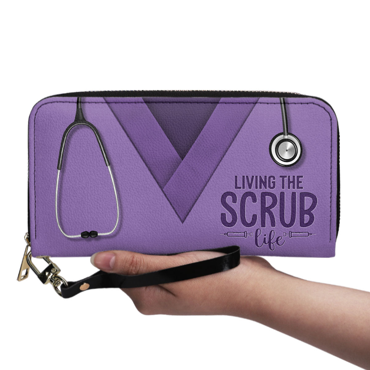 Scrub Love - Personalized Nurse Leather Clutch Purse