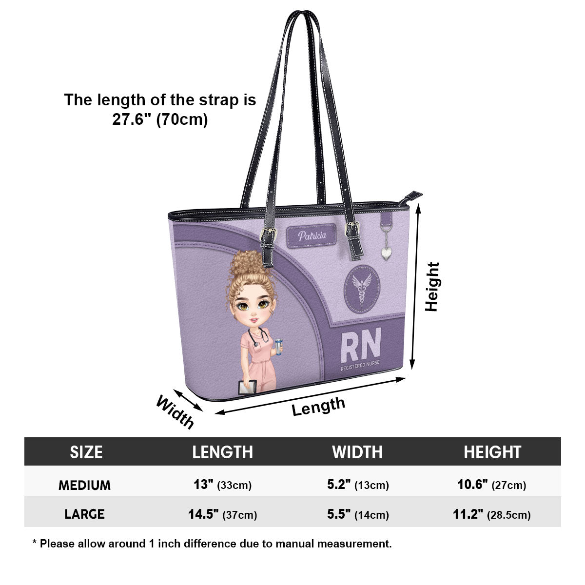 Gentle Nursing Professionals - Personalized Custom Nurse Leather Tote Bag