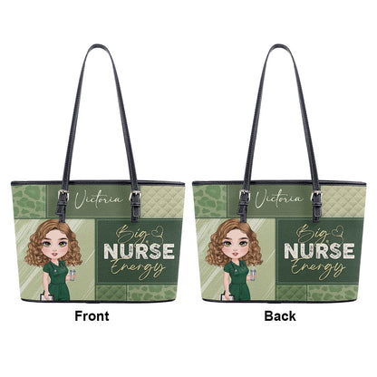 Nurse Energy - Personalized Custom Nurse Leather Tote Bag