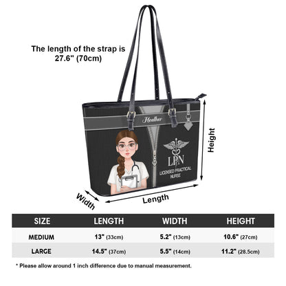 Corduroy Nurse - Personalized Custom Nurse Leather Tote Bag