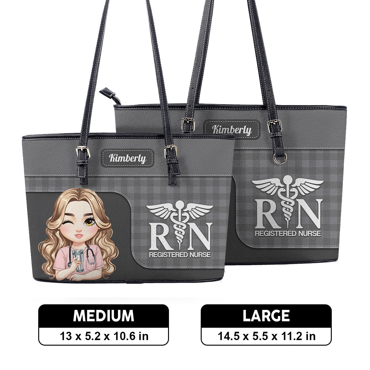 Happy Nurse Life - Personalized Custom Nurse Leather Tote Bag