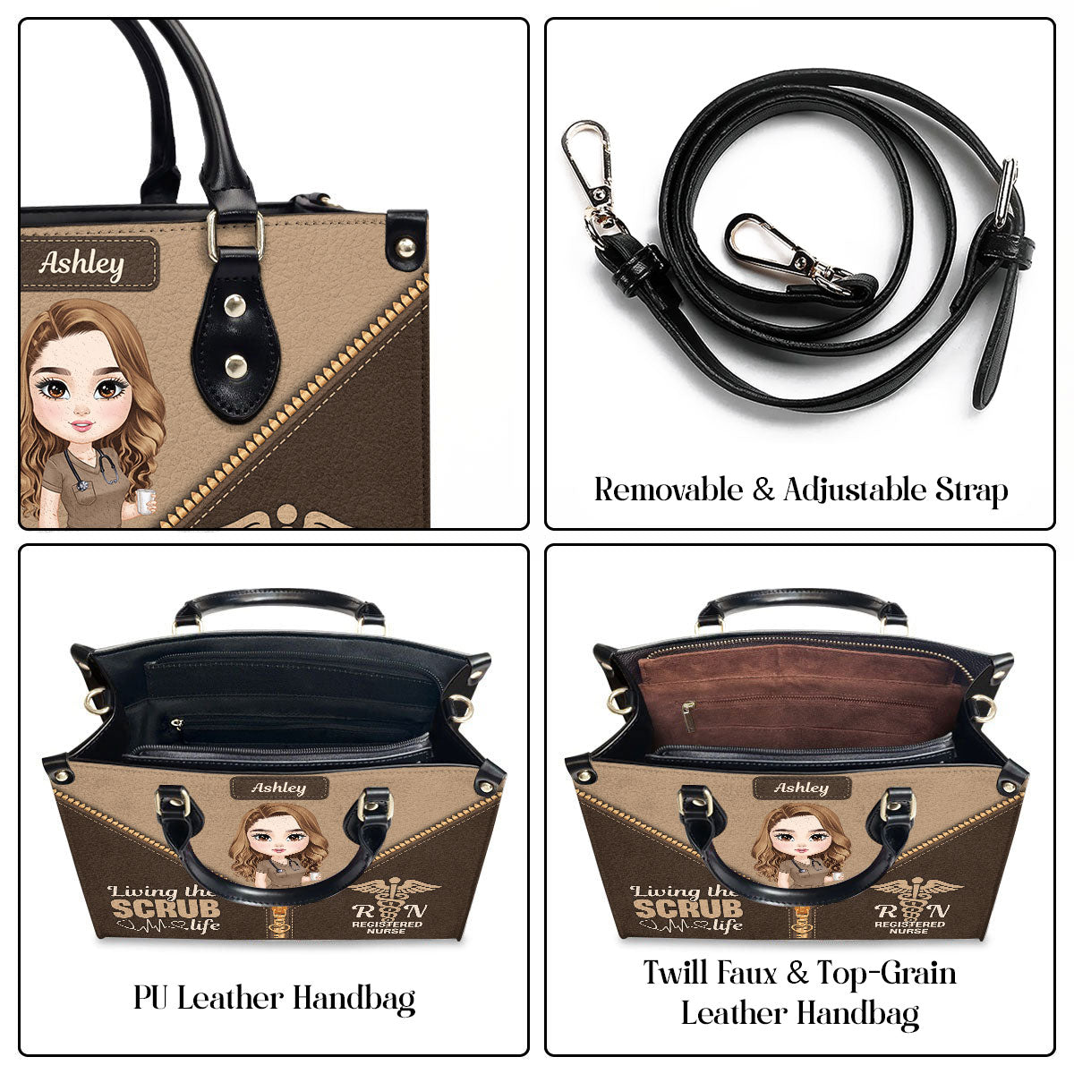 Perfect Scrub Life - Personalized Custom Leather Handbag