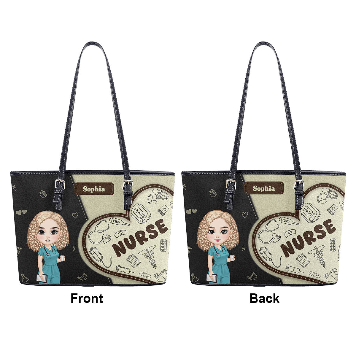 Stylish Nurse - Personalized Custom Nurse Leather Tote Bag