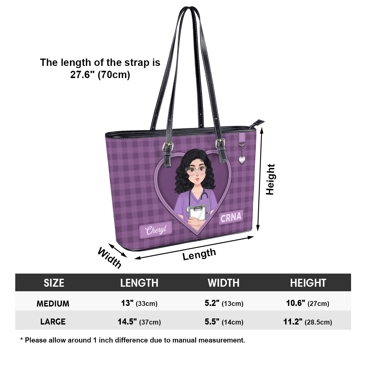Daily Nurse Style - Personalized Custom Nurse Leather Tote Bag