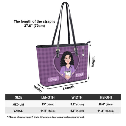 Daily Nurse Style - Personalized Custom Nurse Leather Tote Bag
