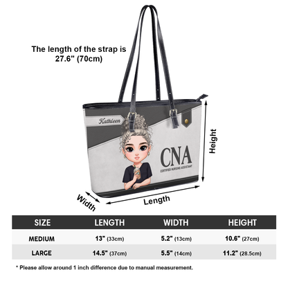 Diligent Nurse - Personalized Custom Nurse Leather Tote Bag