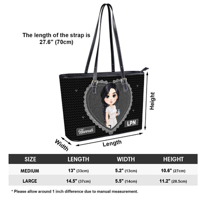 Just A Happy Nurse - Personalized Custom Nurse Leather Tote Bag