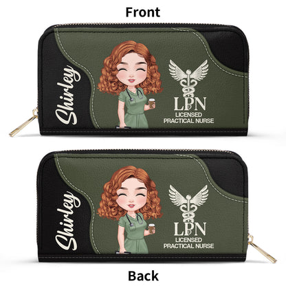 Nurse With Love - Personalized Nurse Leather Long Wallet