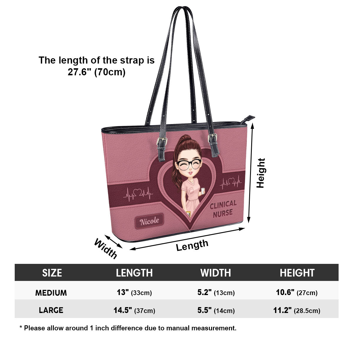 The Scrub Life - Personalized Custom Nurse Leather Tote Bag